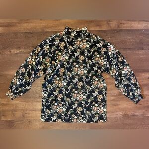 KT Sports vintage floral mock neck relaxed fit women’s shirt top size medium